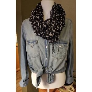 Denim Button-up Shirt & Scarf